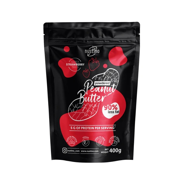 Nustino – Burro di arachidi in polvere – Strawberry (senza zucchero aggiunto) 400 g