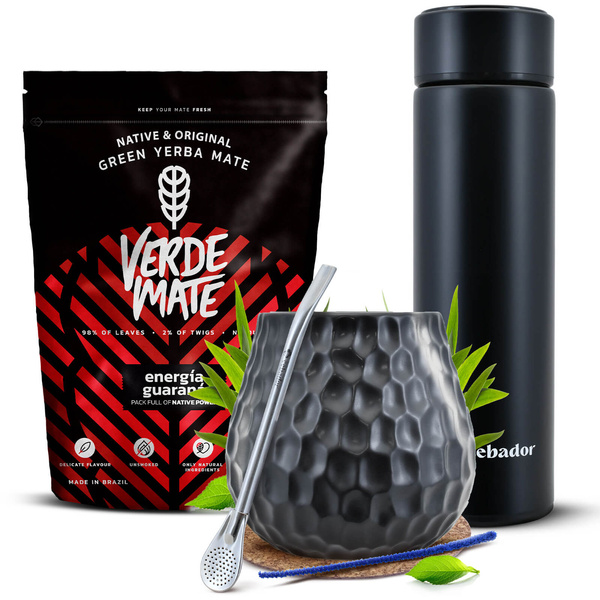 Set di Yerba Mate Verde Mate 400g 0,4kg Thermos LED