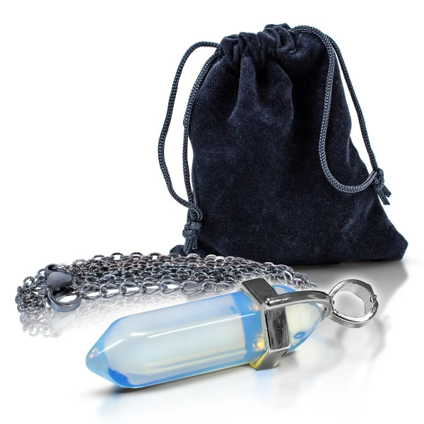 Ciondolo con opalite in sacchetto + catena