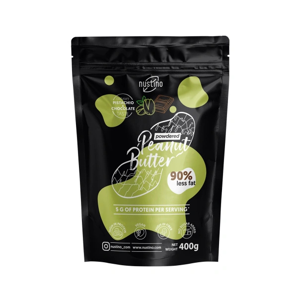Set regalo di burro di arachidi in polvere Nustino: Pure + Chocolate + Pistachio & Chocolate 3x400g