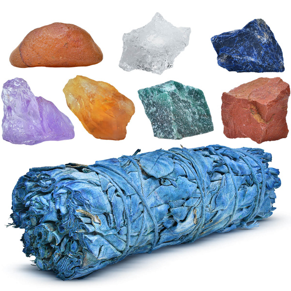 Set di pietre naturali, cristalli e incenso - esoterismo, yoga, meditazione