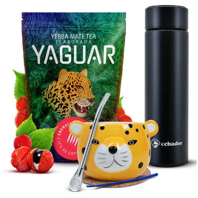 Yerba Mate Yaguar Energia Set di thermos in calabash da 500 g