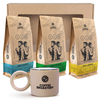 Set regalo Coffee Broastery: 3× caffè brasiliano + tazza