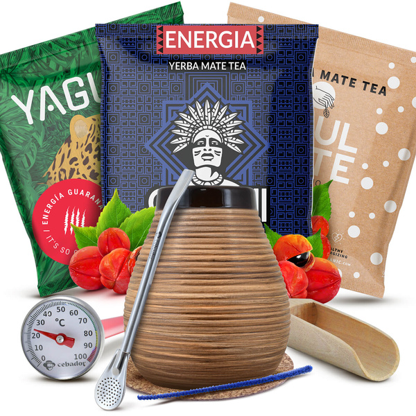 Set Yerba Mate: campioni 3x50g + matero Miele + bombilla