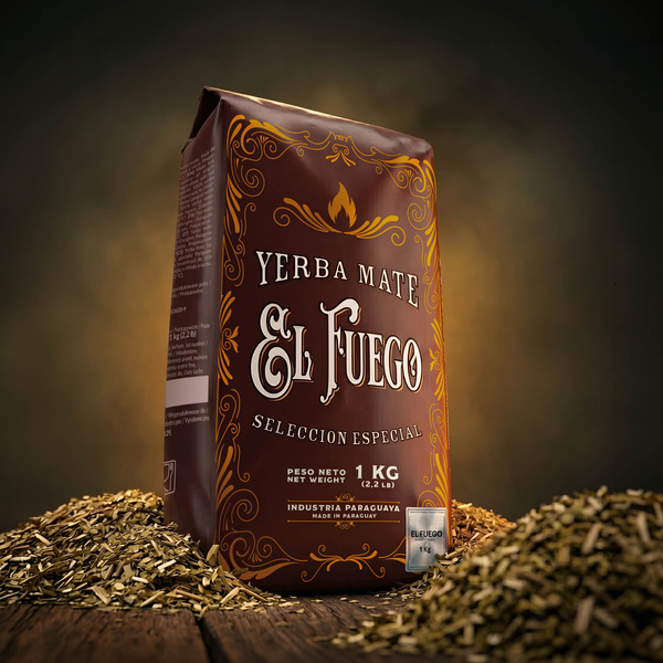 Set di Yerba Mate: El Fuego Elaborada 1kg + Tazza di mate + Bombilla