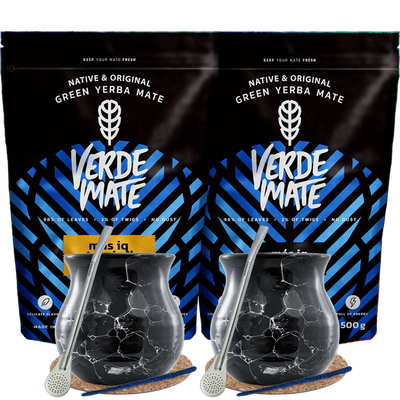 Yerba Mate Mas IQ set per due Bombilla 2x500