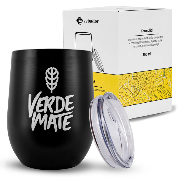 TermoLid – tazza termica per yerba mate con coperchio – Verde Mate (nero) – 350 ml