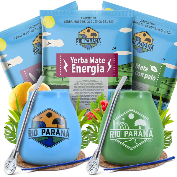 Set PER DUE di Yerba Mate Rio Parana Zucca di mate Bombilla