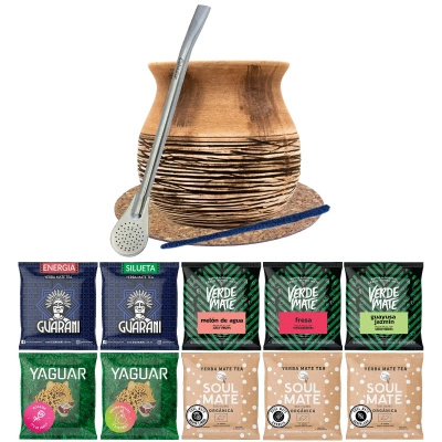 Set Coppa Mate Zucca Yerba Verde Mate Verde 10x50