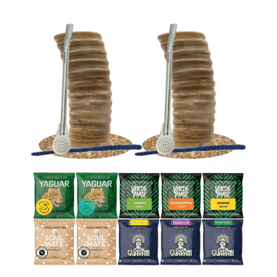 Set di Yerba mate 2x Guampa + 2x Bombilla 10 x 50 g