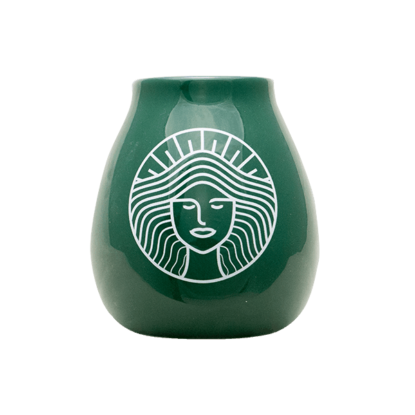 Zucca per mate in ceramica con logo Pachamama (verde) 350 ml