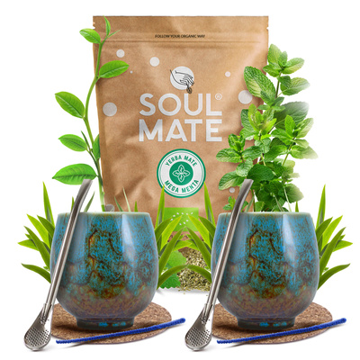 Set di Yerba Mate Soul Mate 500g 0,5kg 2x Tazza di mate + 2x Bombilla