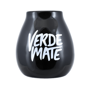 Zucca per mate in ceramica con logo Verde Mate (nera) 350 ml