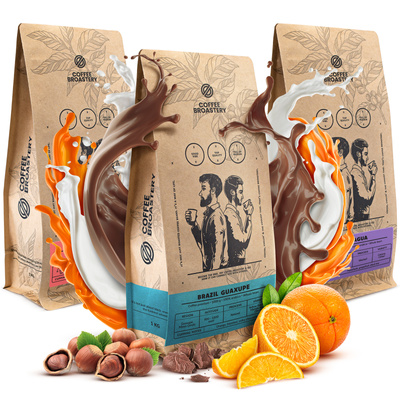 Set di Bro Coffee Roastery Costa Rica San Rafael + Nicaragua Colibrí Azul + Brazil Guaxupe 3x1kg (3kg)