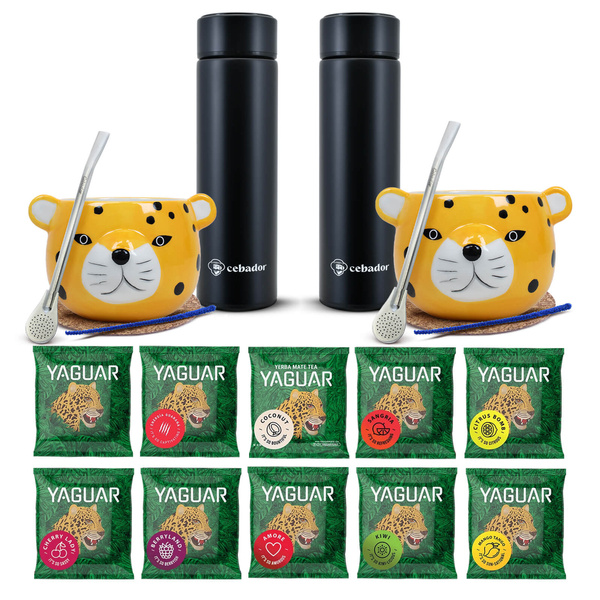 Yerba Mate Thermos Bombilla Set per due 500g