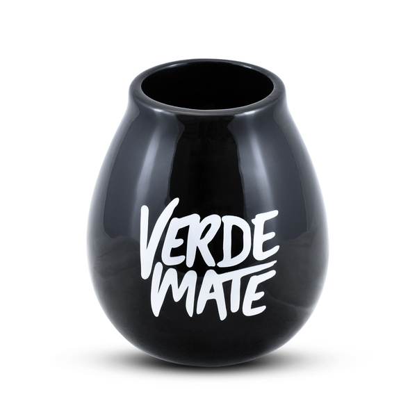 Zucca per mate in ceramica con logo Verde Mate (nera) 350 ml