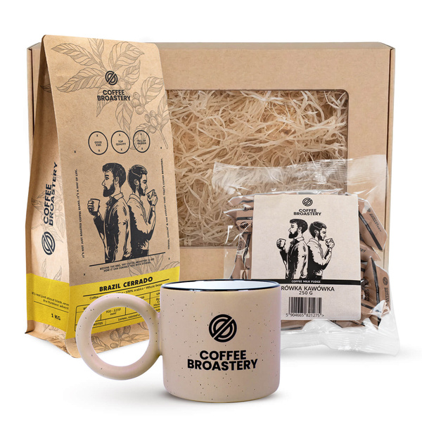 Set regalo Coffee Broastery: caffè Brazil Cerrado + caramelle al latte al gusto di caffè + tazza