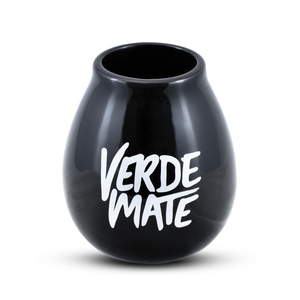 Zucca per mate in ceramica con logo Verde Mate (nera) 350 ml