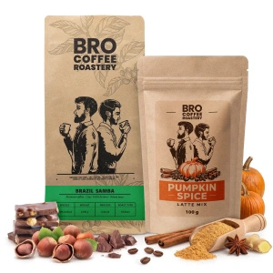 Set per Pumpkin Spice Latte: caffè Bro Coffee Roastery Brazil Samba 1kg + Pumpkin Spice Latte Mix 100g