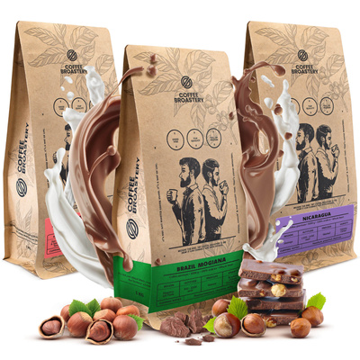 Set di caffè Bro Coffee Roastery Costa Rica San Rafael + Nicaragua Colibrí Azul + Brazil Samba 3x1kg (3kg)
