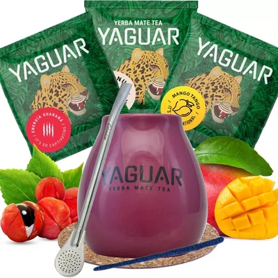 Set Yerba Mate Guarana BIG Calabash Bombilla