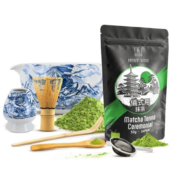 Set cerimoniale per preparare il tè matcha: matcha BIO giapponese 30g + accessori