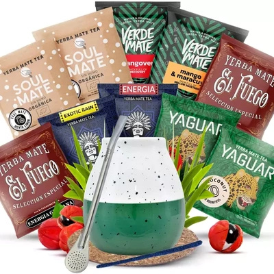 Set di Yerba Mate 10x50g Zucca di mate + Bombilla