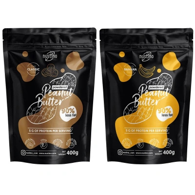 Set burro di arachidi in polvere Nustino: Classic + Banana 2x400g