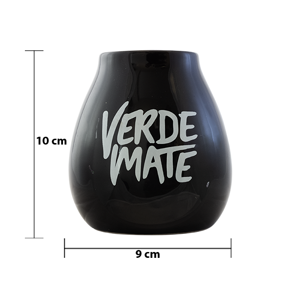 Zucca per mate in ceramica con logo Verde Mate (nera) 350 ml
