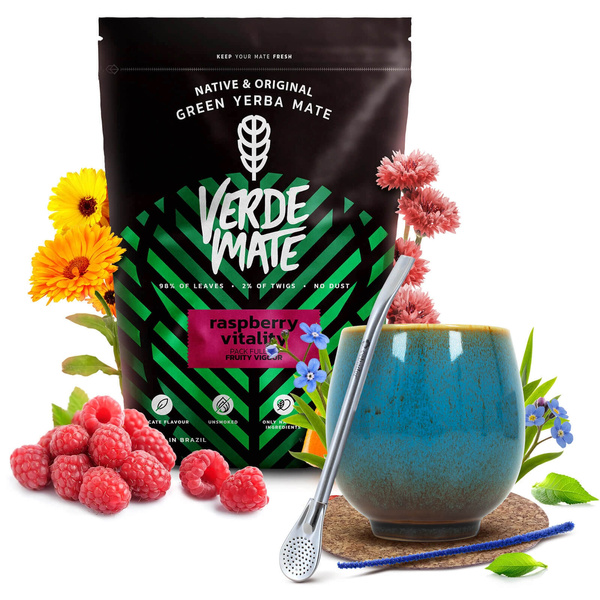 Set di Yerba Mate Verde Mate Raspberry 500g Tazza di mate + Bombilla