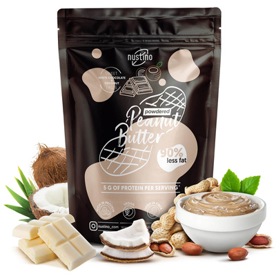 Nustino – Burro di arachidi in polvere – White Chocolate & Coconut (senza zucchero aggiunto) 400 g