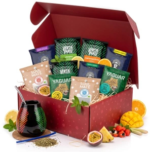 Set regalo natalizio yerba mate: campioni 10x50g + zucca Samba e bombilla