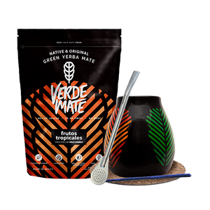 Set di Yerba Mate: Verde Mate Frutos Tropicales 500g + Tazza di mate + Bombilla