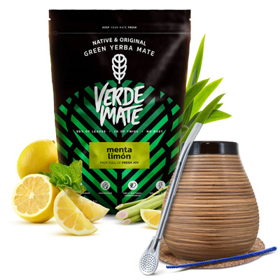 Starter Set Yerba Mate Verde Mate Green Menta Limon 500g