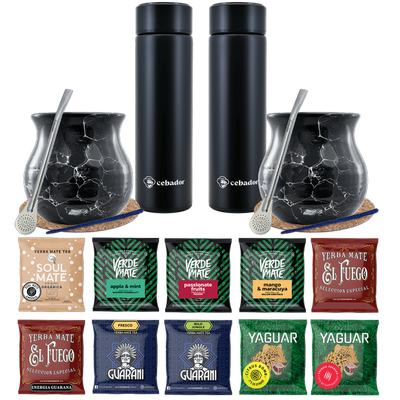 Yerba Mate Thermos Bombilla Set per due 500g