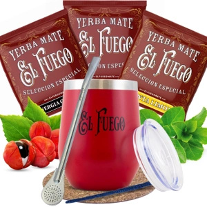 Set Yerba Mate El Fuego: campioni 3x50g + TermoLid + Bombilla