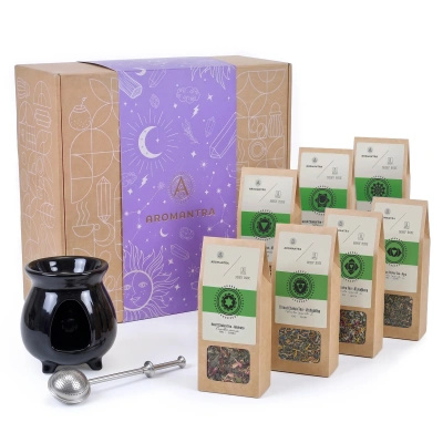 Cofanetto regalo esoterico: tè per rafforzare i 7 chakra + accessori