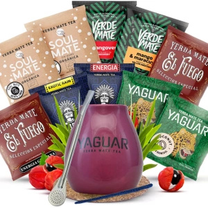 Yerba Mate starter kit calabash Bombilla 10x50g