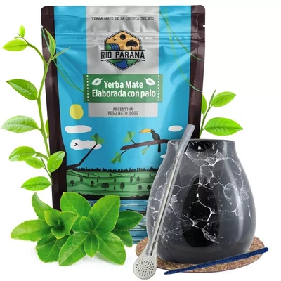 Set di Yerba Mate Rio Parana Tazza di mate Bombilla 500g