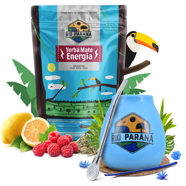 Set di Yerba Mate Rio Parana Energia 500g Tazza di mate + Bombilla