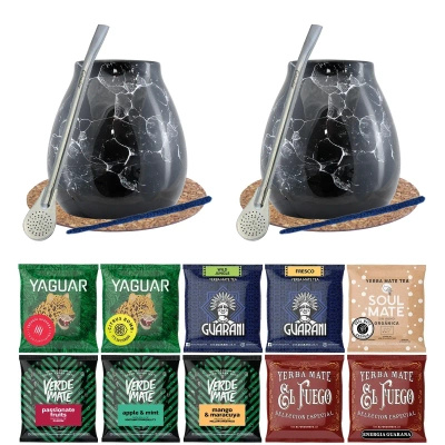 Set di Yerba Mate 10x50g 2x Tazza di mate + 2x Bombilla