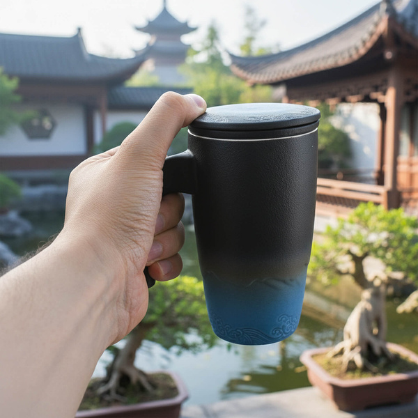 Tazza in ceramica con coperchio e infusore Mystea 300 ml