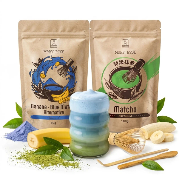 Set per Matcha Latte colorato: Matcha + Blue Matcha + accessori