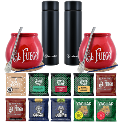 Yerba Mate Thermos Bombilla Set per due 500g