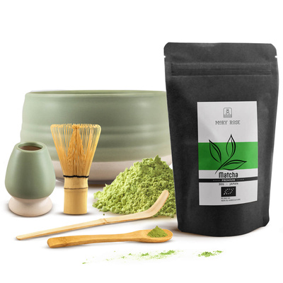Set PREMIUM per preparare il tè matcha: matcha BIO giapponese 30g + accessori