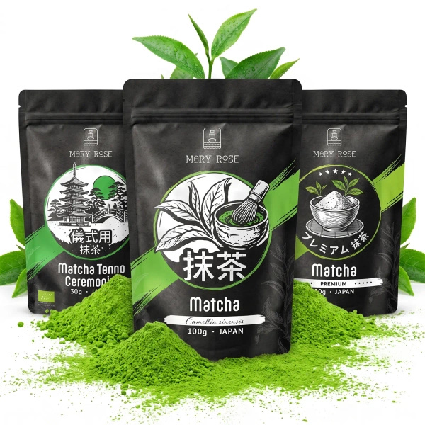 Set di 3 tè matcha biologici dal Giappone: cerimoniale + premium + culinario