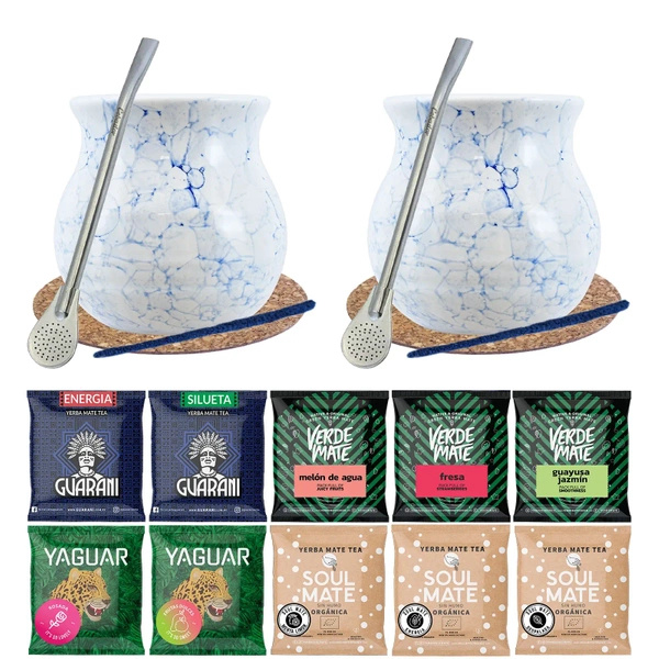 Set per due Yerba Mate Bombilla Gourd 10x50g