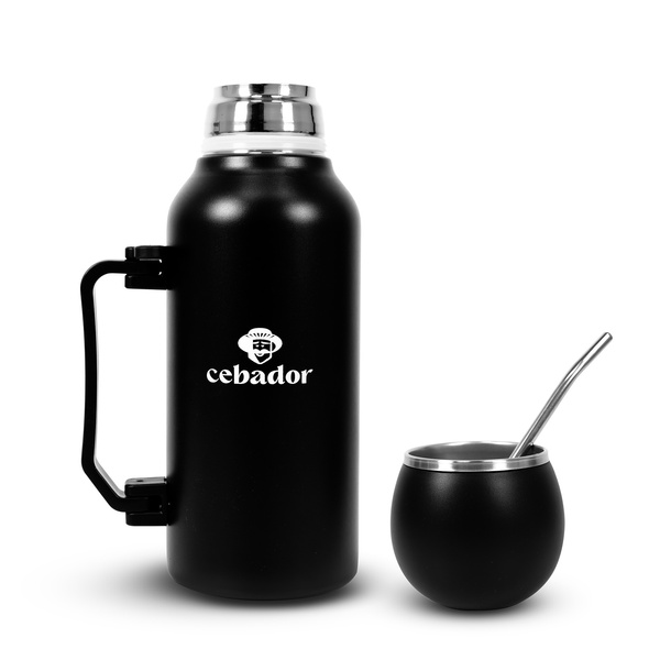 YerbaGo – Thermos con calabassa e bombilla 1,3 L – nero