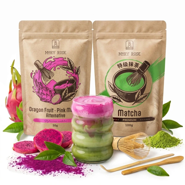 Set per Matcha Latte colorato: Matcha + Pink Matcha + accessori