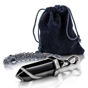 Ciondolo con agata nera in sacchetto + catena